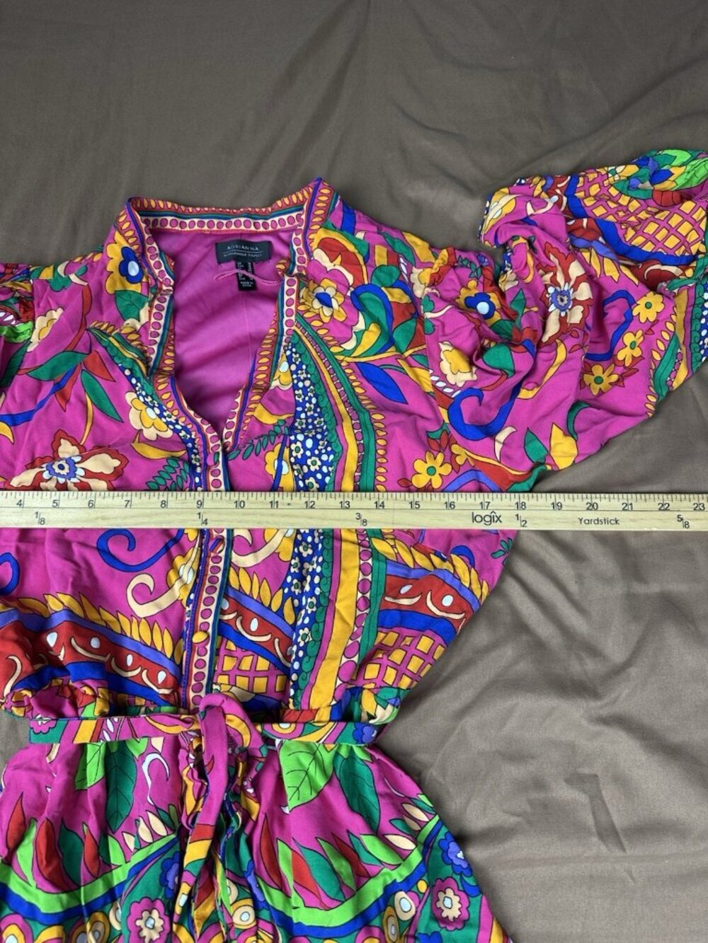 Adrianna by Adrianna Papell Abstract Printed Surplice V-Neck Long Sleeve Dress - Picture 8 of 16